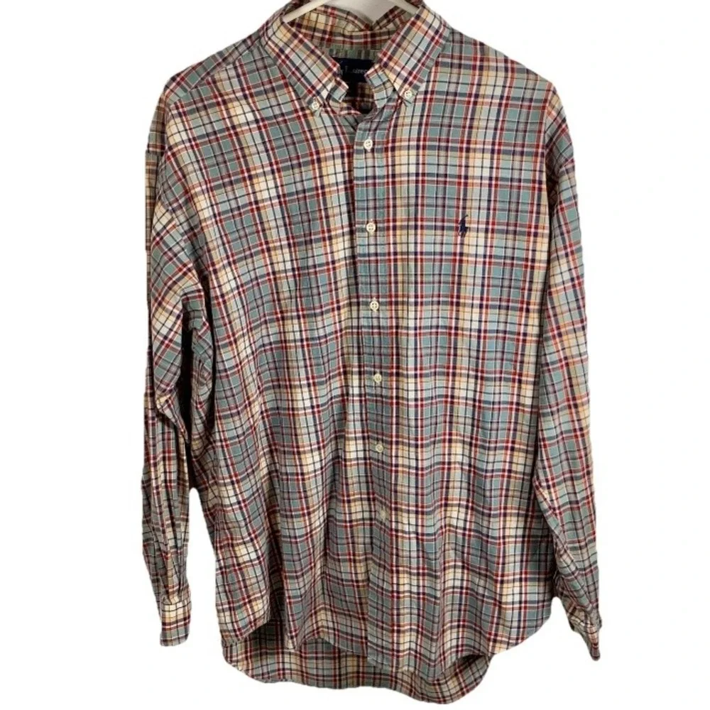 Ralph Lauren‎ Plaid Button Down Shirt Blake Long Sleeve Cotton Men Sz M Preppy